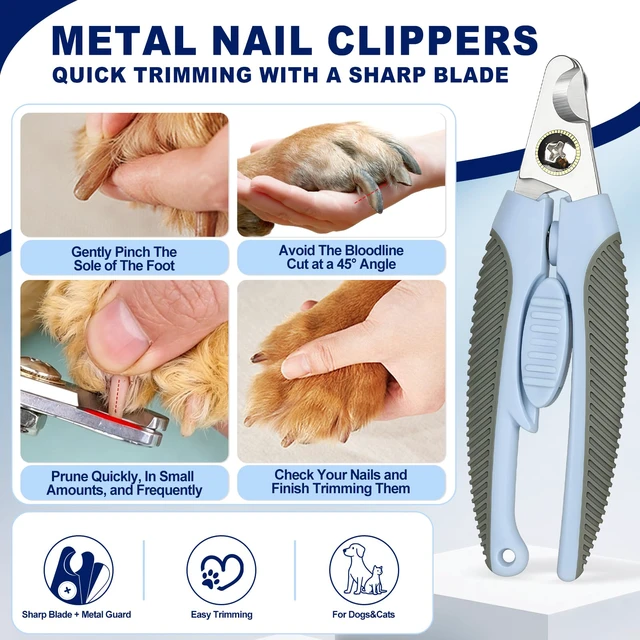 Alt view image 5 of 6 - Blue Large Dog Nail Clipper with Guard Dog Toenail Clippers | Stainless Steel Blade,TPR Overmolded Non-Slip Handle,Cat Nail Clipper with Guard,Cat Claw Clipper,Pet Nail Trimmer