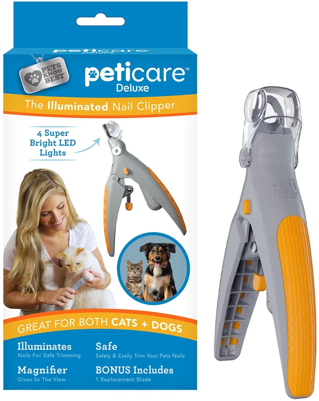 Main image of PetiCare Illuminated Dog & Cat Nail Clipper With LED Light & 5X Magnification for Safe, Precise Trimming | Pet Nail Cutter for Small & Large Breeds | Easy-to-Use Grooming Tool for Pets