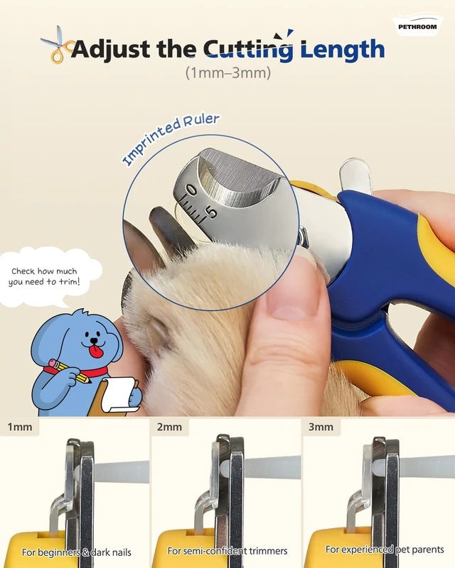 Alt view image 4 of 7 - Professional Dog Nail Clipper with Safety Guard, Avoid Overcutting | Adjustable Cutting Length 13mm, Durable Stainless Steel Pet Nail Trimmer for Small Medium Dogs and Cats