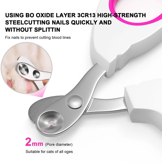 Alt view image 3 of 7 - Cat Nail Clippers - Stainless Steel, Non-Slip, Safe for Small Pets | Practical Pet Nail Clipper For Small Animals. Ergonomic Non-Slip Handle For Safe, Easy Trimming At Home For Kittens & Puppies