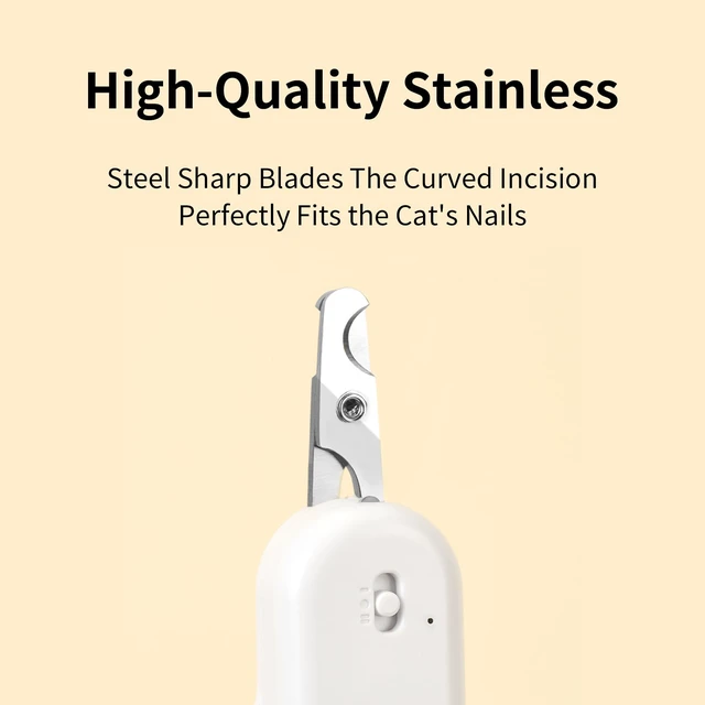 Alt view image 4 of 7 - Cat Nail Clipper with LED Light, Safe & Precise for Cats & Kittens | Pet nail trimmer with -U-V light, sharp angled blade, and USB charging for rabbits, guinea pigs, and small dogs