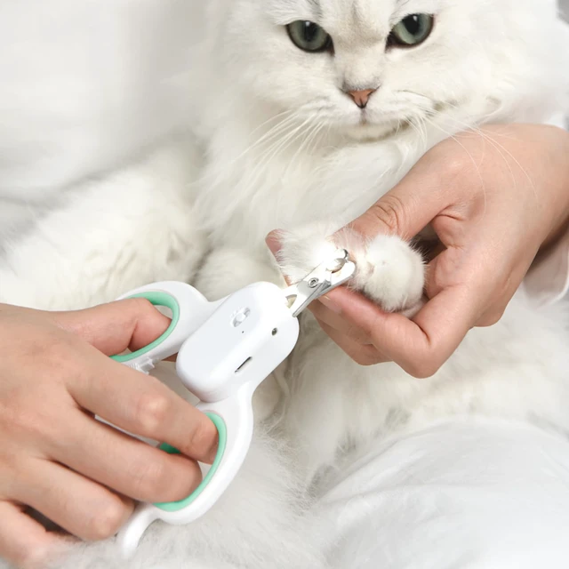 Alt view image 7 of 7 - Cat Nail Clipper with LED Light, Safe & Precise for Cats & Kittens | Pet nail trimmer with -U-V light, sharp angled blade, and USB charging for rabbits, guinea pigs, and small dogs