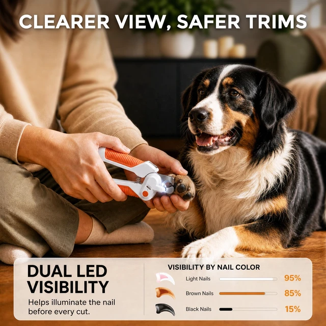 Alt view image 6 of 7 - Dog Nail Clippers Trimmer with Light - for Medium to Large Dogs | Professional Grooming Pet Nail Clippers, Illuminates Nails Helps See Light Colored Quick