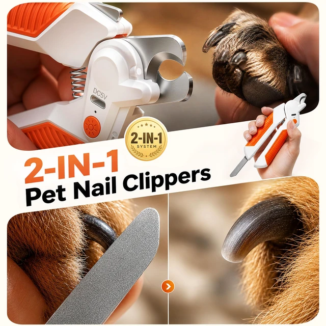 Alt view image 4 of 7 - Dog Nail Clippers Trimmer with Light - for Medium to Large Dogs | Professional Grooming Pet Nail Clippers, Illuminates Nails Helps See Light Colored Quick