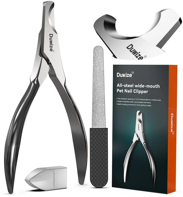 Main image of Dog Nail Clippers - All Steel Material, 1.22-Inch Large Opening, Built-in Spring, No Fur Pinch, for Medium to Large Dogs and Cats, Professional Pet Nail Trimmers, With Free Nail File (Polished)