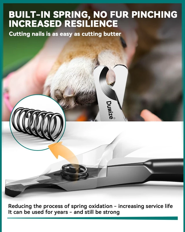 Alt view image 3 of 7 - Dog Nail Clippers - All Steel Material, 1.22-Inch Large Opening, Built-in Spring, No Fur Pinch, for Medium to Large Dogs and Cats, Professional Pet Nail Trimmers, With Free Nail File (Polished)