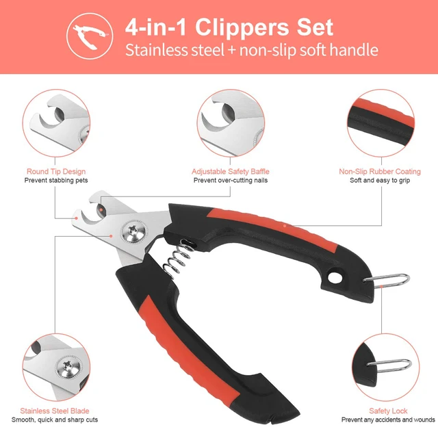 Alt view image 3 of 7 - Dog Nail Clippers Trimmer Set, Quick Safety Guard to Avoid Over-Cutting, Stainless Steel Razor Sharp Blades, Sturdy Non-Slip Handles, Storage Case and Nail File, Professional Pet Grooming