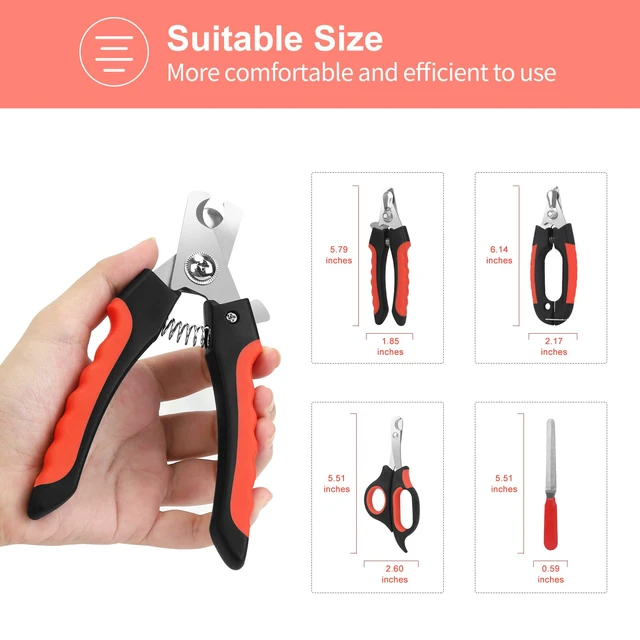 Alt view image 4 of 7 - Dog Nail Clippers Trimmer Set, Quick Safety Guard to Avoid Over-Cutting, Stainless Steel Razor Sharp Blades, Sturdy Non-Slip Handles, Storage Case and Nail File, Professional Pet Grooming