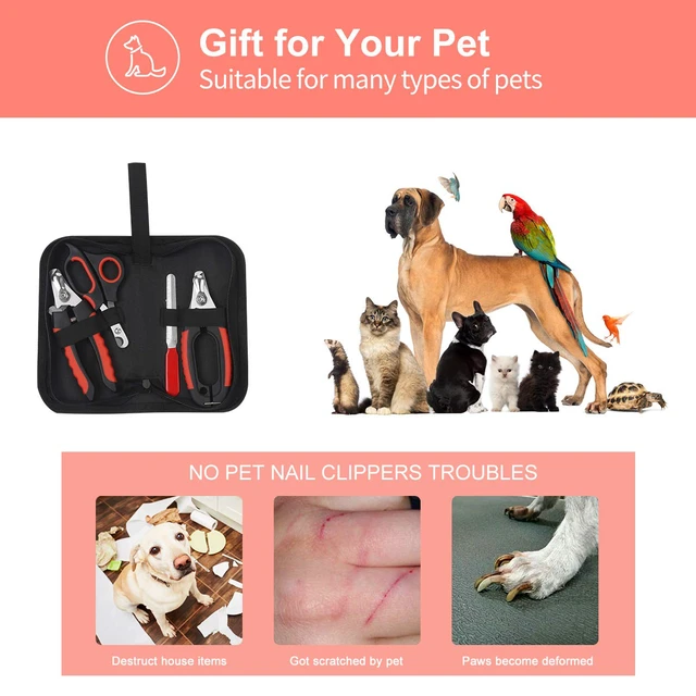 Alt view image 6 of 7 - Dog Nail Clippers Trimmer Set, Quick Safety Guard to Avoid Over-Cutting, Stainless Steel Razor Sharp Blades, Sturdy Non-Slip Handles, Storage Case and Nail File, Professional Pet Grooming