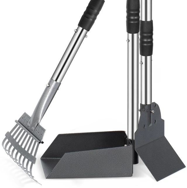 Main image of Dog Pooper Scooper, Dog Poop Tray and Rake Set with Long Stainless Handles | Pet Waste Removal Scoop with Adjustable Sectional Handles