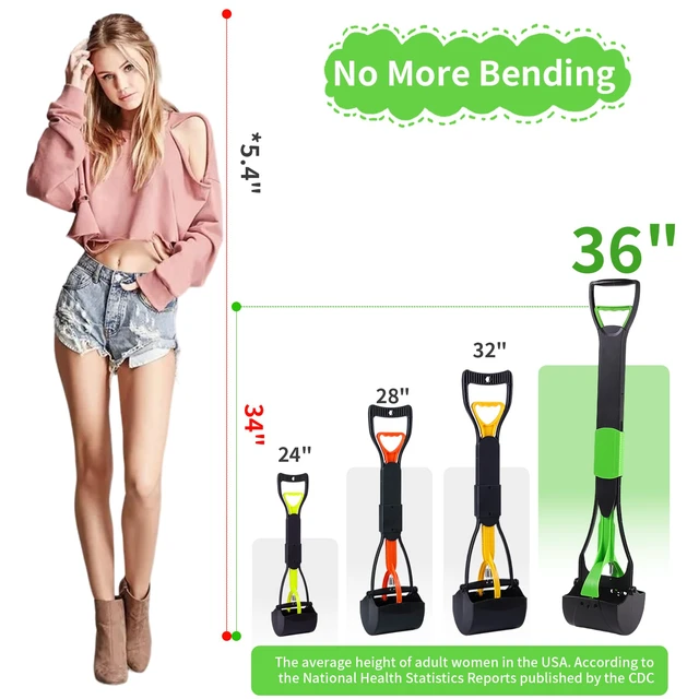 Alt view image 2 of 7 - 36 Large Dog Pooper Scooper for Large Dogs Heavy Duty, Non-Breakable Dog Poop Scooper with Wide Handle for Grass, Gravel, Durable Dog Poop Pick Up Tool, Long Handled Poop Grabber (Green)