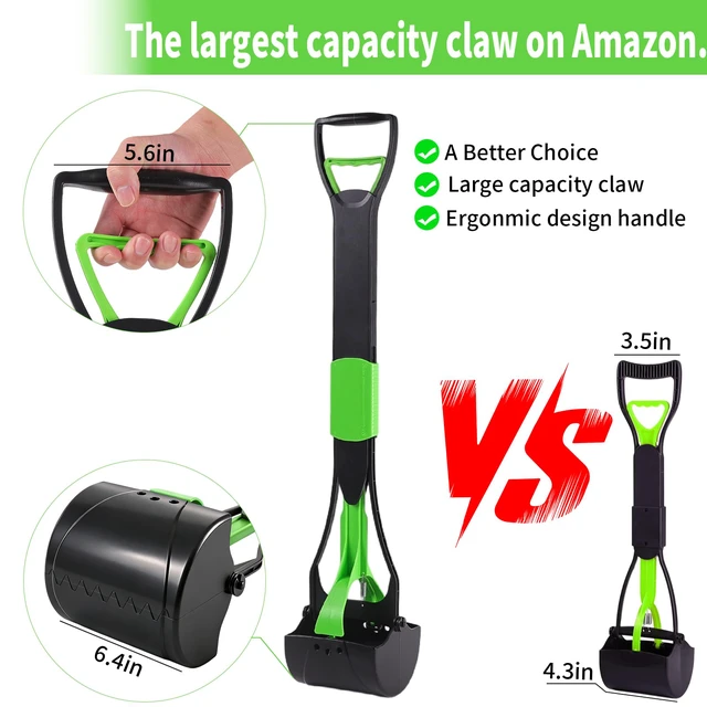 Alt view image 4 of 7 - 36 Large Dog Pooper Scooper for Large Dogs Heavy Duty, Non-Breakable Dog Poop Scooper with Wide Handle for Grass, Gravel, Durable Dog Poop Pick Up Tool, Long Handled Poop Grabber (Green)