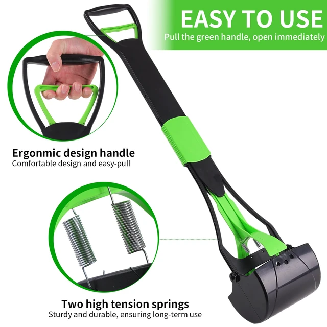 Alt view image 6 of 7 - 36 Large Dog Pooper Scooper for Large Dogs Heavy Duty, Non-Breakable Dog Poop Scooper with Wide Handle for Grass, Gravel, Durable Dog Poop Pick Up Tool, Long Handled Poop Grabber (Green)