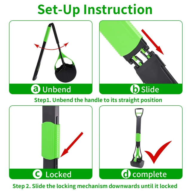 Alt view image 7 of 7 - 36 Large Dog Pooper Scooper for Large Dogs Heavy Duty, Non-Breakable Dog Poop Scooper with Wide Handle for Grass, Gravel, Durable Dog Poop Pick Up Tool, Long Handled Poop Grabber (Green)