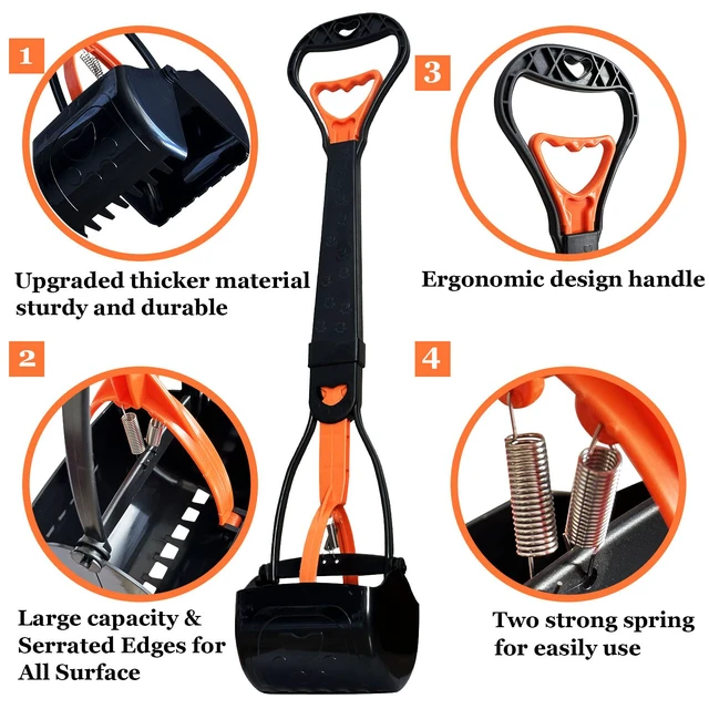 Alt view image 2 of 6 - 2-Piece Pooper Scooper for Large Medium & Small Dogs Heavy Duty,Long Handled Dog Poop Scooper for Grass,Durable Dog Poop Pick Up Tool