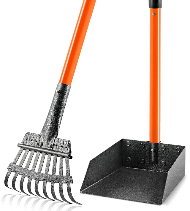 Main image of Pooper Scooper, Long Handle Dog Poop Scooper for Medium Small Dogs | Heavy Duty, Pet Supplies Metal Tray Rake, Stainless Steel, Rust-Resistant, 37"+ Handle No Bending, Use on Grass Dirt Gravel