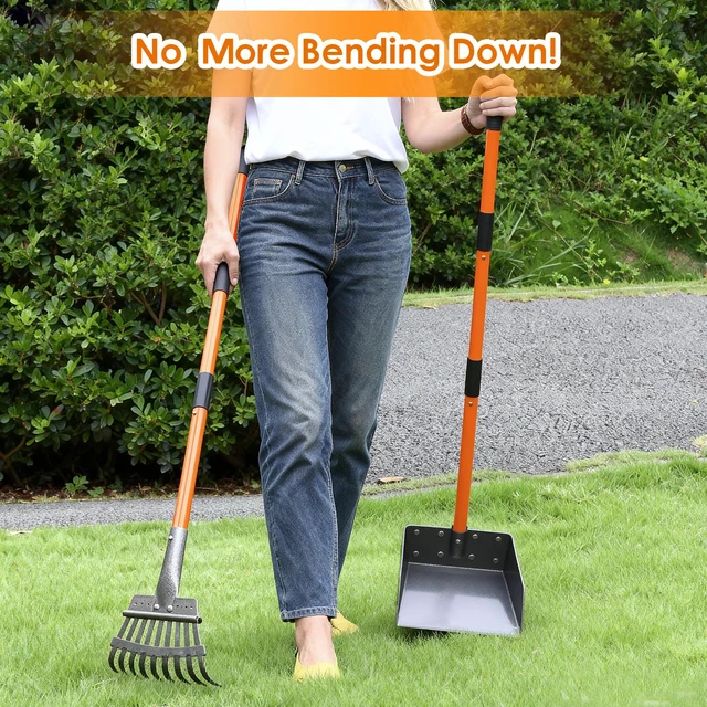 Alt view image 7 of 7 - Pooper Scooper, Long Handle Dog Poop Scooper for Medium Small Dogs | Heavy Duty, Pet Supplies Metal Tray Rake, Stainless Steel, Rust-Resistant, 37"+ Handle No Bending, Use on Grass Dirt Gravel
