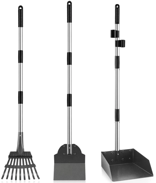 Main image of Pooper Scooper, Long Handle Dog Poop Scooper for Medium Small Dogs | Heavy Duty, Pet Supplies Metal Tray Rake Spade, Stainless Steel, Rust-Resistant,37"+ Handle No Bend, Use on Grass Dirt Gravel