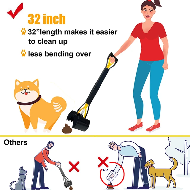 Alt view image 4 of 7 - 32 Tall Pooper Scooper, Large Pooper Scooper for Dogs Heavy Duty, Dog Pooper Scooper with Long Handle & High Strength Durable Spring, Foldable Dog Poop Pick Up
