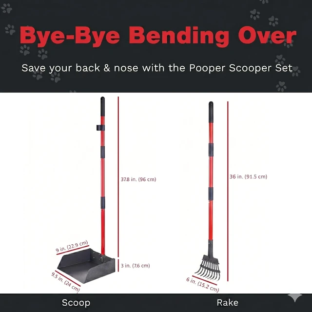 Alt view image 2 of 7 - Metal Pooper Scooper for Dogs with Heavy Duty Long Handle Rake & XL Tray | Rustproof Aluminum Poop Scooper for Large Dogs with 9W 9.5L Extra Large Tray for Yard, Grass, Dirt & Gravel