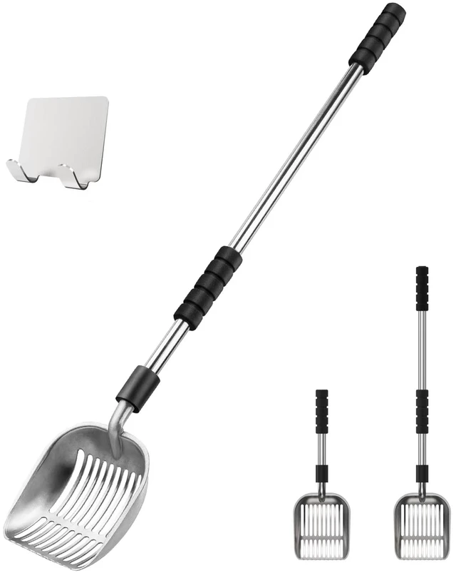 Main image of Cat Litter Scoop, Long Handle Metal Litter Scooper - No Bending | Detachable, Deep Shovel, Comfort Foam Grip, Easy & Fast Sifting, Heavy Duty Stainless Steel, Litter Sifter with Storage Hook