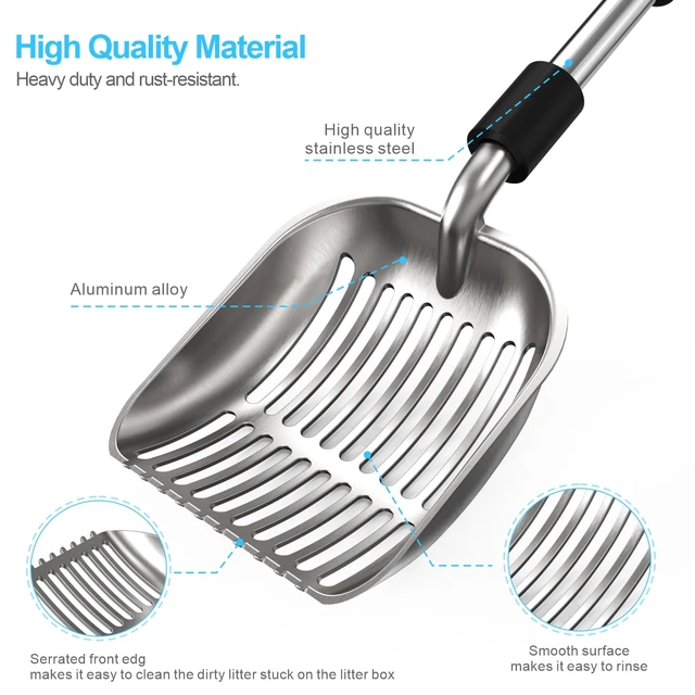 Alt view image 5 of 7 - Cat Litter Scoop, Long Handle Metal Litter Scooper - No Bending | Detachable, Deep Shovel, Comfort Foam Grip, Easy & Fast Sifting, Heavy Duty Stainless Steel, Litter Sifter with Storage Hook
