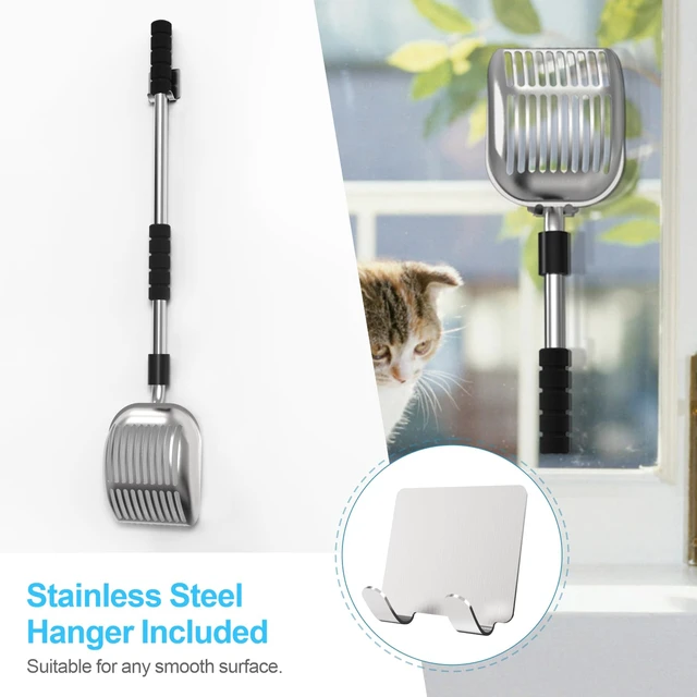 Alt view image 7 of 7 - Cat Litter Scoop, Long Handle Metal Litter Scooper - No Bending | Detachable, Deep Shovel, Comfort Foam Grip, Easy & Fast Sifting, Heavy Duty Stainless Steel, Litter Sifter with Storage Hook