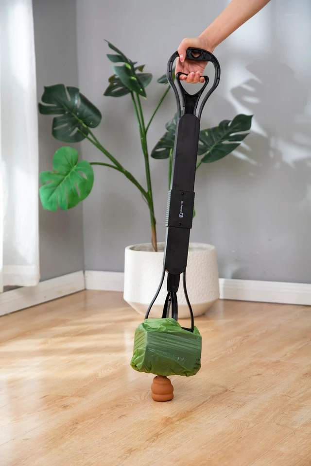 Alt view image 2 of 7 - 32" Tall Profile Pooper Scooper, ABS Frame & Waste Bin with Double Spring Clamp, Lightweight Design, Simple One Click Assembly