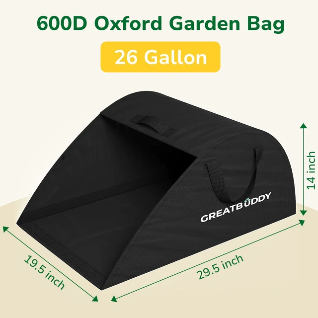 Alt view image 2 of 7 - Leaf Collector, Portable Lawn Bag, 26 Gallon Yard Waste Bag Oxford Fabric for Garden, Reusable Heavy Duty Dustpan Bag with Handles, Leaf Cleanup Tools for Debris, Grass and Trash