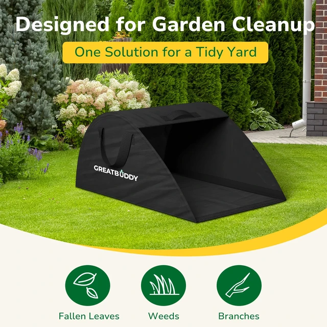 Alt view image 3 of 7 - Leaf Collector, Portable Lawn Bag, 26 Gallon Yard Waste Bag Oxford Fabric for Garden, Reusable Heavy Duty Dustpan Bag with Handles, Leaf Cleanup Tools for Debris, Grass and Trash