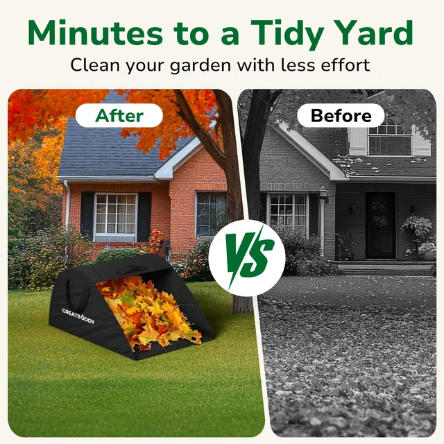 Alt view image 7 of 7 - Leaf Collector, Portable Lawn Bag, 26 Gallon Yard Waste Bag Oxford Fabric for Garden, Reusable Heavy Duty Dustpan Bag with Handles, Leaf Cleanup Tools for Debris, Grass and Trash