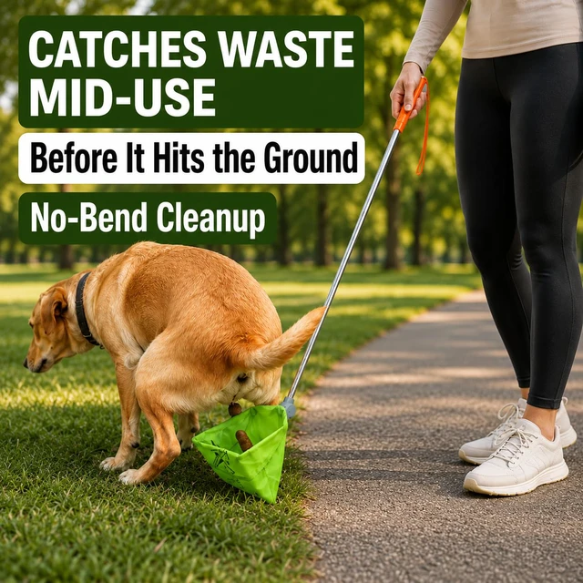 Alt view image 5 of 7 - Foldable Dog Poop Catcher, Telescopic No-Bend Pet Waste Bag Holder | Hands-Free Pickup, Telescopic Handle, Pet Waste Tool, No Bending Required, Portable Design