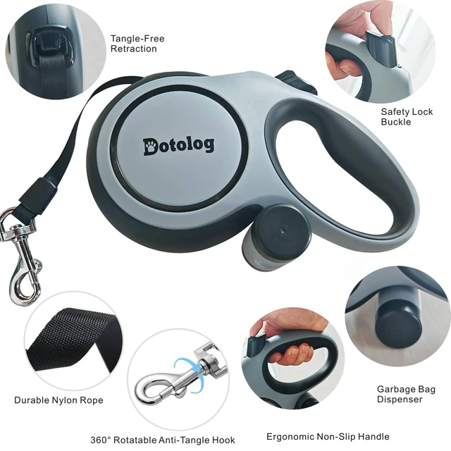 Alt view image 4 of 7 - Retractable Dog Leash,16ft Retractable Lead with Bungee Leads for 2 Dogs,Double Leash with Dog Safety Harness Buckle, Extendable Lead 5m for Medium Large Dogs (Gray, 5m)