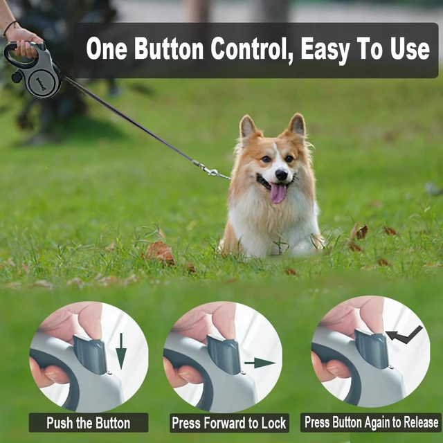 Alt view image 6 of 7 - Retractable Dog Leash,16ft Retractable Lead with Bungee Leads for 2 Dogs,Double Leash with Dog Safety Harness Buckle, Extendable Lead 5m for Medium Large Dogs (Gray, 5m)