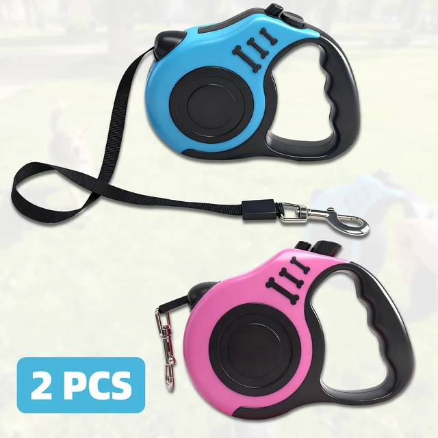 Alt view image 3 of 7 - 2 Pcs 16.5Ft Retractable Dog Leash,Up to 33 lbs,Blue and Pink | Dog Walking Leash,360° Tangle Free Walking with One-Handed Brake,Pause,Lock,Anti-Slip Rubberized Handle Lake