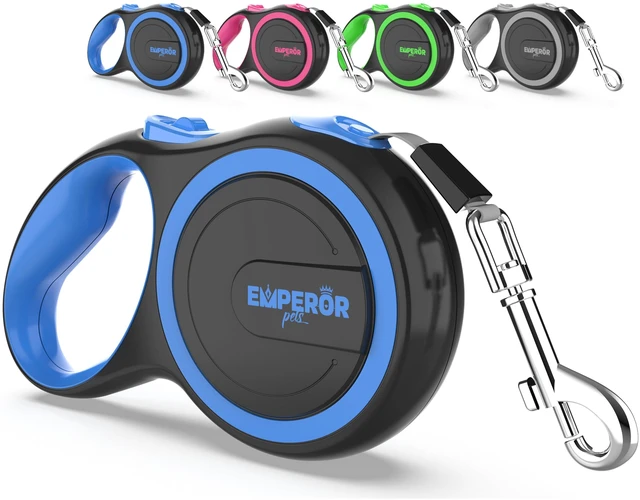 Main image of Retractable Dog Leash, 26 ft, Up to 110lbs, Blue -BL26 | Heavy-duty leash for large dogs to 110 lbs, great for hikes & parks. Anti-slip grip, tangle-free tape, 360° swivel hook