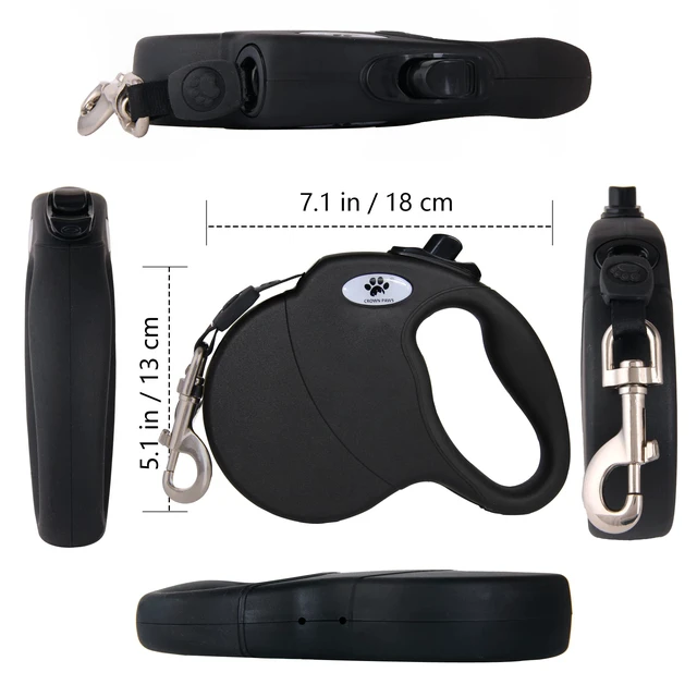 Alt view image 6 of 7 - 16ft Retractable Dog Leash for Large Breed Dogs up to 110 lbs with a Detachable Chew Proof Extender Wire Ropes (Black L)