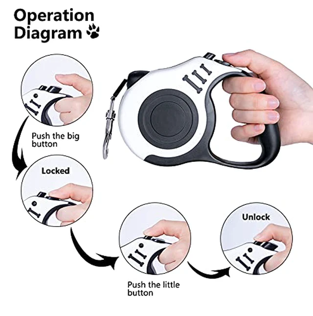 Alt view image 3 of 6 - Retractable Dog Leash 16ft, Tangle-Free Expandable Leash for Medium Dogs Up to 33lbs, Easy-Adjust Lock & Anti-Slip Handle for Safe Walks