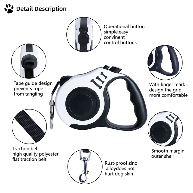 Alt view image 4 of 6 - Retractable Dog Leash 16ft, Tangle-Free Expandable Leash for Medium Dogs Up to 33lbs, Easy-Adjust Lock & Anti-Slip Handle for Safe Walks