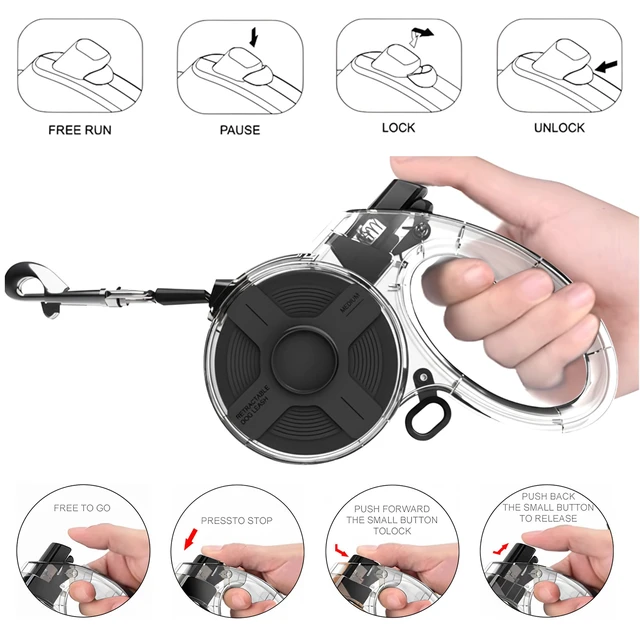 Alt view image 7 of 7 - Retractable Dog Leash for Small Dogs, 13ft Reflective Retractable Leash with 360° Tangle-Free Design, Heavy Duty Nylon Tape Lead for Small to Medium Pets up to 50 lbs One-Handed Brake & Lock