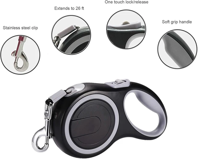 Alt view image 2 of 7 - Retractable Dog Leash,26 Foot Dog Walking Leash for Medium Large Dogs up to 110lbs, One Button Break & Lock, Heavy Duty No Tangle. Large