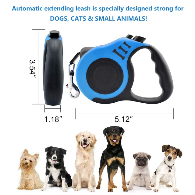 Alt view image 2 of 7 - Retractable Dog Leash for Medium - Small Dogs and Cats 16.5FT Tangle Free, Heavy Duty Walking Leashes with Anti Slip Handle, Pause and Lock Strong Nylon Tape, Store Dog Leash Retractable(Blue)