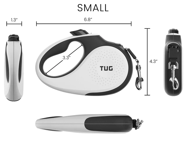 Alt view image 3 of 6 - Original Retractable Dog Leash, 16 ft (Small, White) | 360° Tangle-Free Retraction, 16 ft Tape, Quick Thumb Lock, Anti-Slip Handle, For Dogs Under 35 lbs