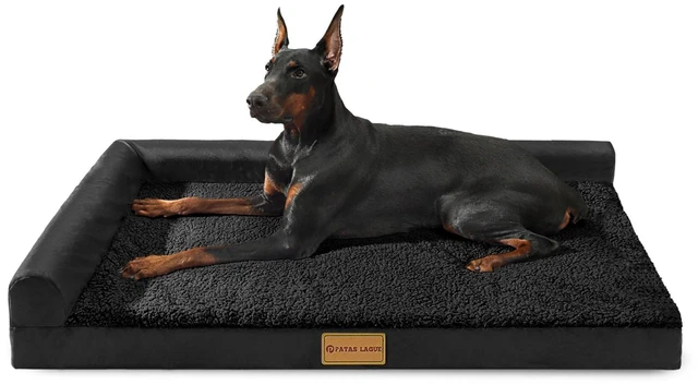 Main image of Orthopedic Large Dog Bed Washable Pet Sofa Bed 36''X24'' Black | 2-Sided Bolster Egg-Crate Foam Dog Couch Large Sized Dogs, Waterproof Removable Washable Cover, Nonskid Bottom Pet Crate Mat