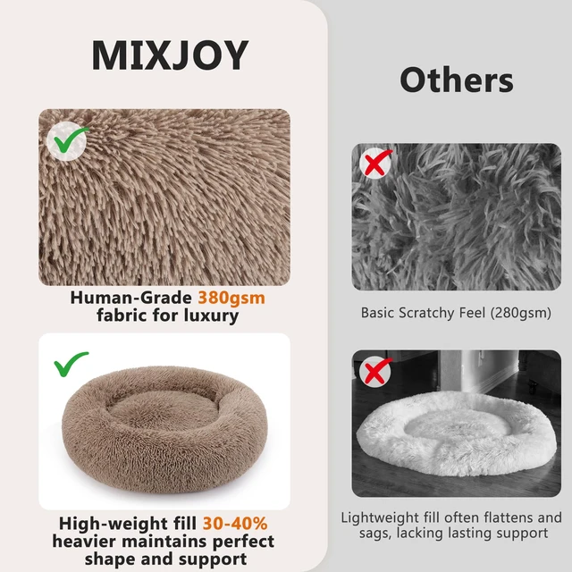 Alt view image 4 of 7 - Orthopedic Dog Bed Comfortable Donut Cuddler Round Pet Beds Ultra Soft Washable Dog and Cat Cushion (20''/23''/30'') (23'', Brown)