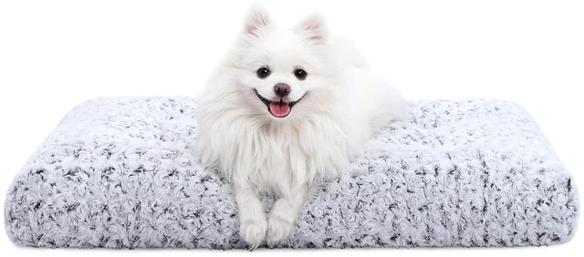 Main image of Washable Dog Bed Small Dog Crate Bed Deluxe Plush Mat 23"x18" Gray | Deluxe Plush Comfy Kennel Pad, Anti-Slip Bottom,Deep Sleeping Mat for Small Dogs,Machine Washable for Easy Cleaning