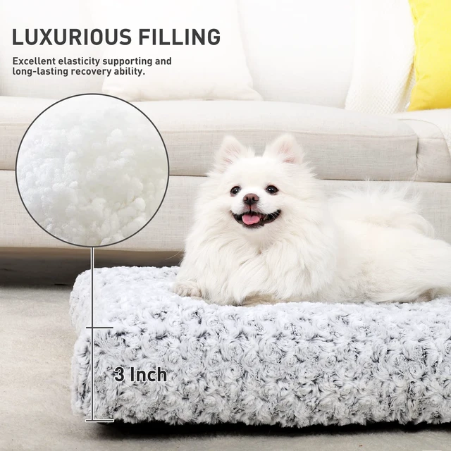 Alt view image 3 of 6 - Washable Dog Bed Small Dog Crate Bed Deluxe Plush Mat 23"x18" Gray | Deluxe Plush Comfy Kennel Pad, Anti-Slip Bottom,Deep Sleeping Mat for Small Dogs,Machine Washable for Easy Cleaning
