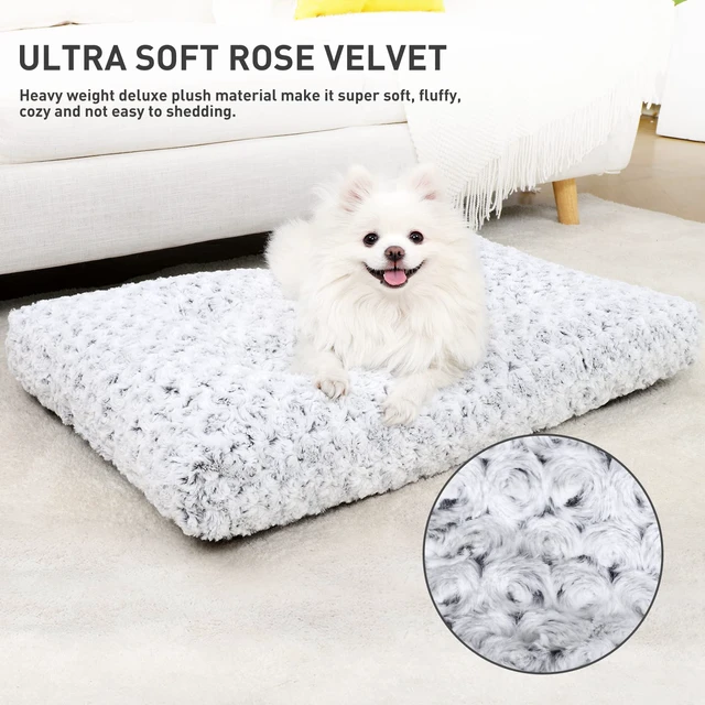 Alt view image 2 of 6 - Washable Dog Bed Small Dog Crate Bed Deluxe Plush Mat 23"x18" Gray | Deluxe Plush Comfy Kennel Pad, Anti-Slip Bottom,Deep Sleeping Mat for Small Dogs,Machine Washable for Easy Cleaning