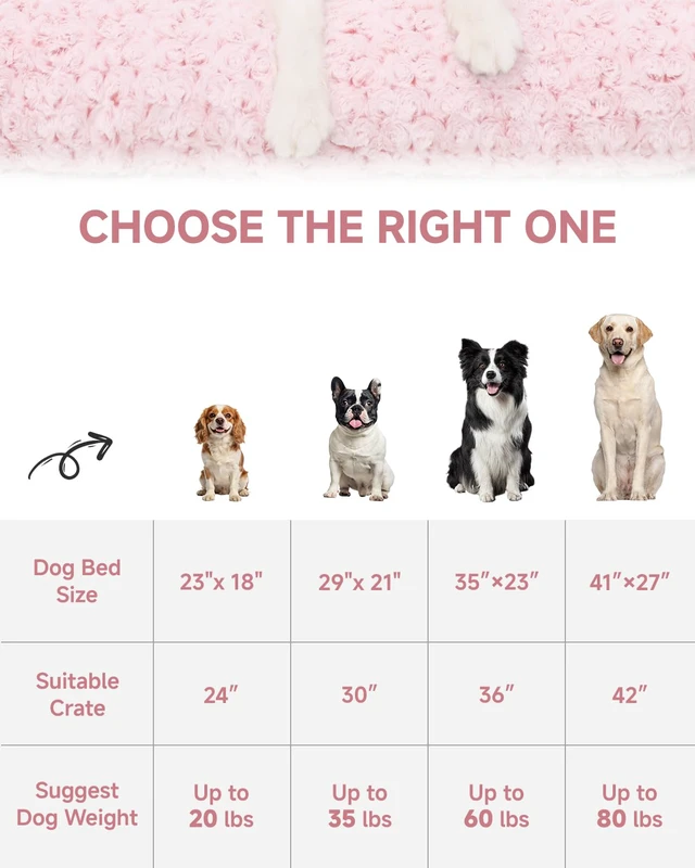 Alt view image 6 of 6 - Washable Dog Bed Medium Size Dog Crate Bed Plush Pet Mat 35"x23" Pink | Deluxe Plush Comfy Kennel Pad, Anti-Slip Bottom,Deep Sleeping Mat for Medium Dogs,Machine Washable for Easy Cleaning