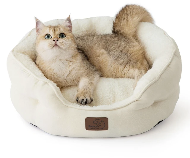 Main image of Small Dog Bed Washable,Round Cat Beds for Indoor Cats,20in Ivory | Soft Plush Pet Bed,Dog Beds for Small Dogs for Puppy and Kittens,Anti-Slip Bottom,Easy to Clean